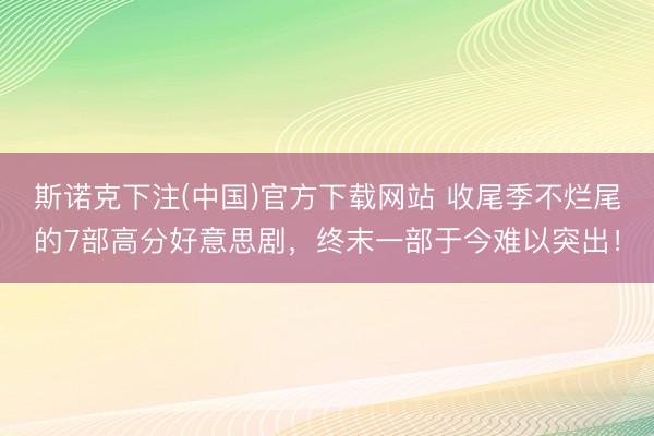 斯诺克下注(中国)官方下载网站 收尾季不烂尾的7部高分好意思剧，终末一部于今难以突出！
