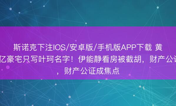 斯诺克下注IOS/安卓版/手机版APP下载 黄晓明5.2亿豪宅只写叶珂名字！伊能静看房被截胡，财产公证成焦点