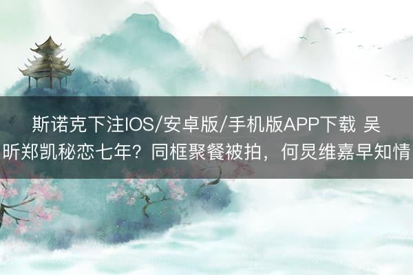 斯诺克下注IOS/安卓版/手机版APP下载 吴昕郑凯秘恋七年？同框聚餐被拍，何炅维嘉早知情