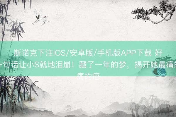 斯诺克下注IOS/安卓版/手机版APP下载 好友一句话让小S就地泪崩！藏了一年的梦，揭开她最痛的疤