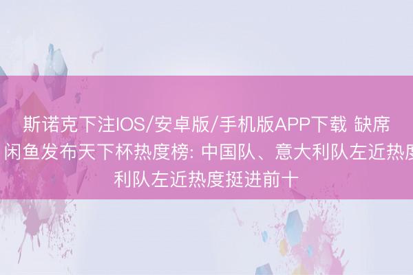 斯诺克下注IOS/安卓版/手机版APP下载 缺席亦然顶流! 闲鱼发布天下杯热度榜: 中国队、意大利队左近热度挺进前十