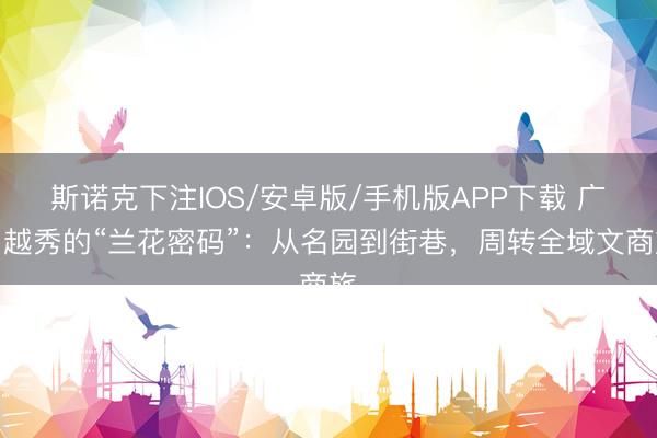 斯诺克下注IOS/安卓版/手机版APP下载 广州越秀的“兰花密码”：从名园到街巷，周转全域文商旅