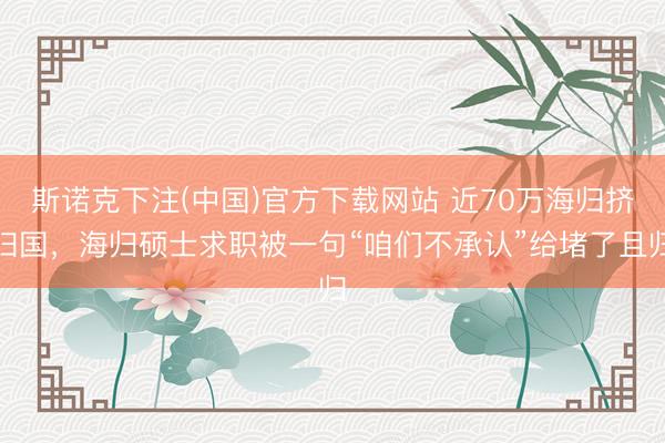 斯诺克下注(中国)官方下载网站 近70万海归挤归国，海归硕士求职被一句“咱们不承认”给堵了且归