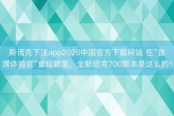 斯诺克下注app2026中国官方下载网站 在“首席体验官”童瑶眼里，全新坦克700原本是这么的！
