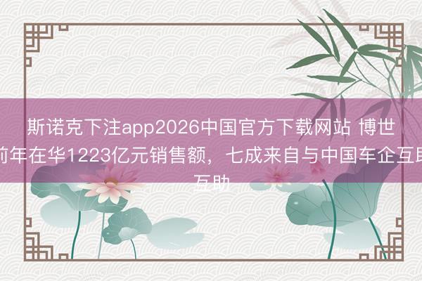 斯诺克下注app2026中国官方下载网站 博世前年在华1223亿元销售额，七成来自与中国车企互助