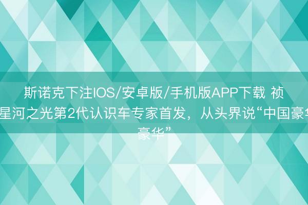 斯诺克下注IOS/安卓版/手机版APP下载 祯祥星河之光第2代认识车专家首发，从头界说“中国豪华”